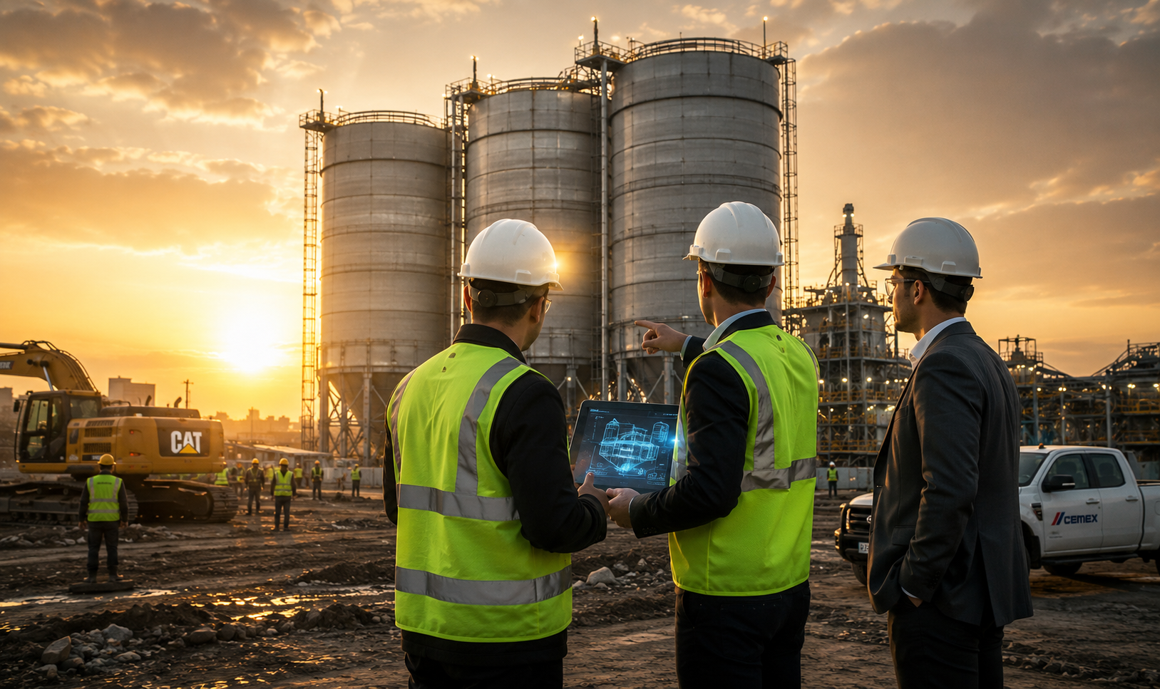 Planta industrial con silos de hormigón