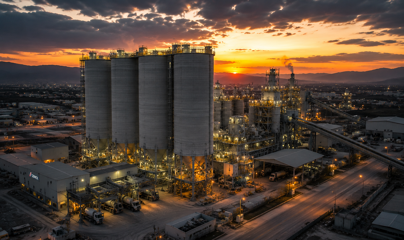 Silos de hormigón en obra industrial